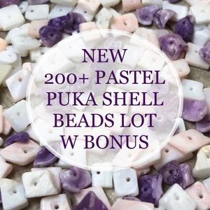 200+ Lot PASTEL PUKA SHELL BEADS + FREE BONUS Jewelry making Lot Bundle